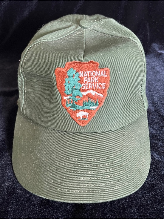 Vintage National Parks Service Green Hat Cap Trucker Snap Back Made In Usa